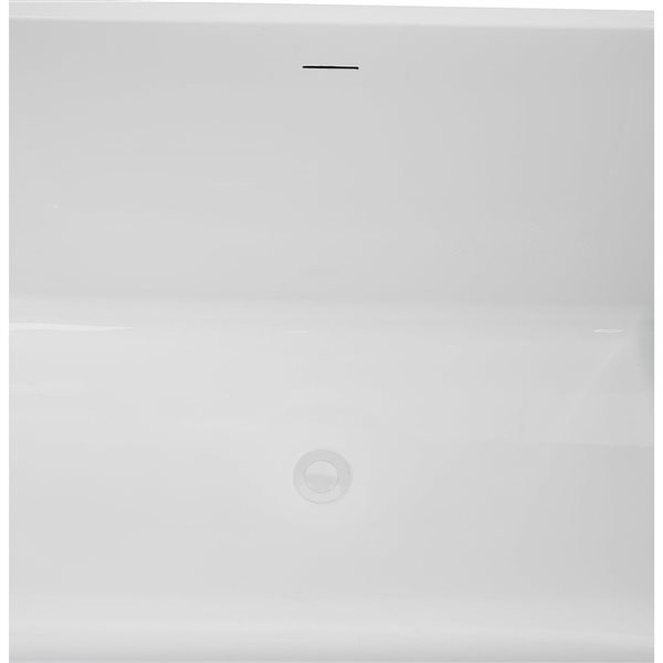 Streamline 59-in Glossy Black Freestanding Bathtub and Tray w/ Glossy White Centre Pop-Up Drain - 60-gal.