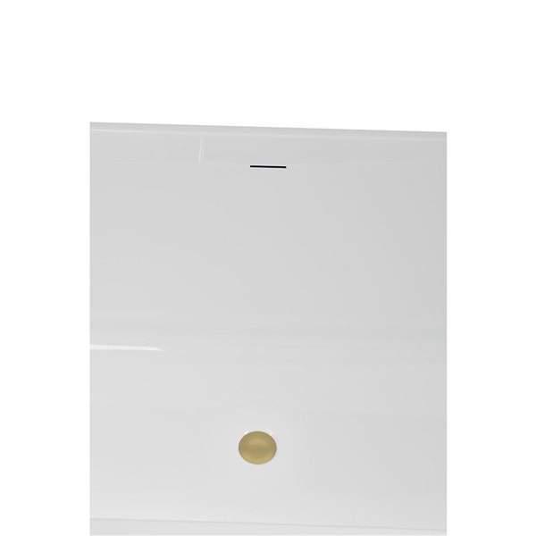 Streamline 63-in Glossy White Freestanding Bathtub and Tray w/ Brushed Brass Centre Pop-Up Drain -  60-gal.