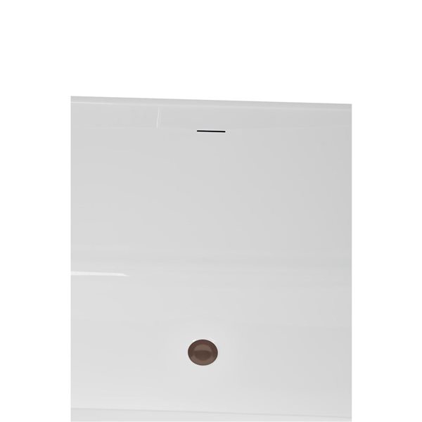 Streamline 63-in Glossy White Freestanding Bathtub and Tray w/ Oil-Rubbed Bronze Centre Pop-Up Drain - 60-gal.
