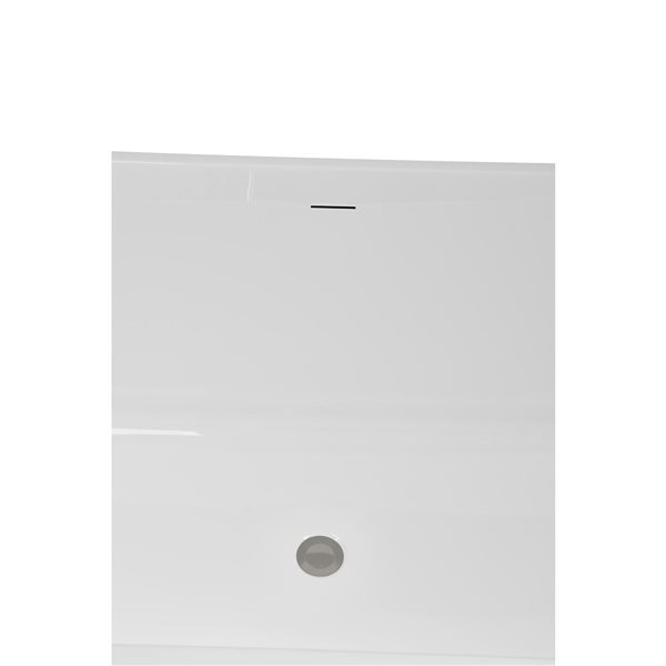 Streamline 71-in Glossy White Freestanding Oval Bathtub and Tray w/ Brushed GunMetal Centre Pop-Up Drain - 53-gal.