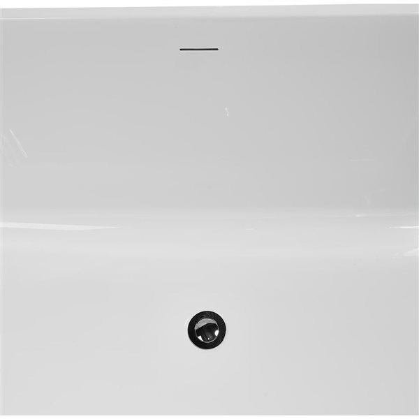 Streamline 63-in Glossy Black Freestanding Bathtub and Tray w/ Polished Chrome Centre Pop-Up Drain - 60-gal.