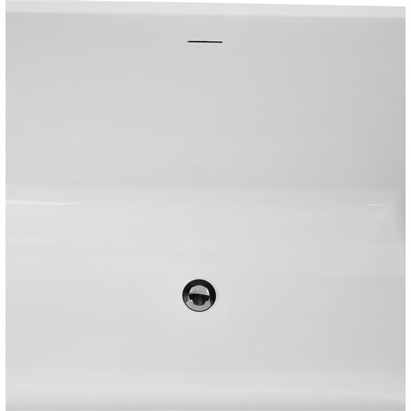 Streamline 59-in Glossy Black Freestanding Bathtub and Tray w/ Polished Chrome Centre Pop-Up Drain - 60-gal.