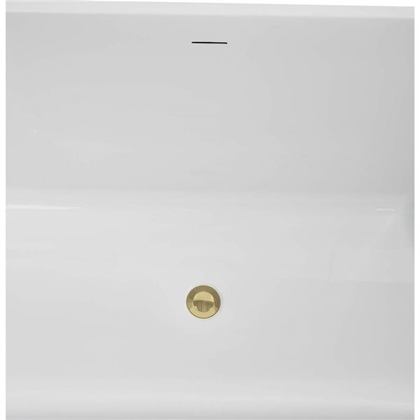Streamline 59-in Glossy Black Freestanding Bathtub and Tray w/ Polished Brass Centre Pop-Up Drain - 60-gal.