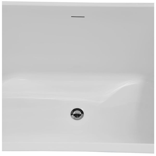 Streamline 59-in Glossy Black Freestanding Oval Bathtub and Tray w/ Polished Chrome Centre Pop-Up Drain - 53-gal.