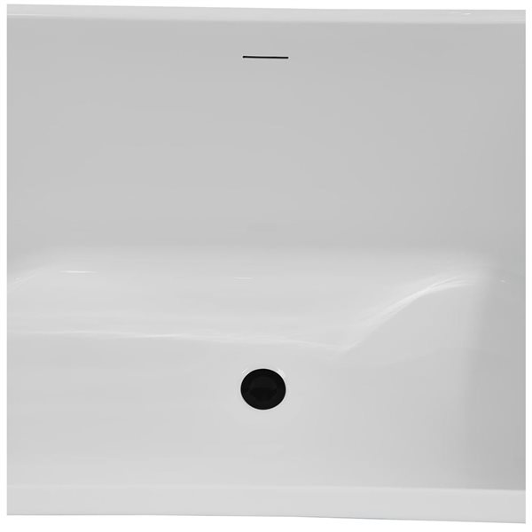 Streamline 59-in Glossy Black Freestanding Oval Bathtub and Tray w/ Matte Black Centre Pop-Up Drain - 53-gal.