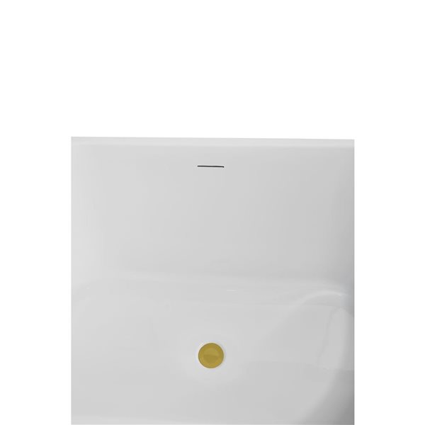 Streamline 55-in Glossy Black Freestanding Reversible Oval Bath and Tray w/ Brushed Gold Pop-Up Drain - 48-gal.