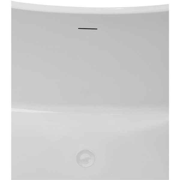 Streamline 71-in Glossy Black Freestanding Oval Bathtub and Tray w/ Glossy White Centre Pop-Up Drain - 66-gal.