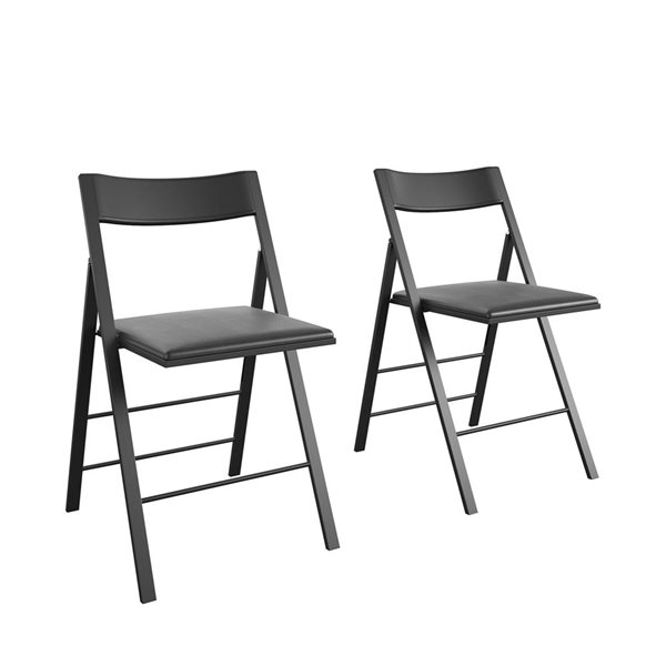 Lot de 2 chaises pliantes Cosco modernes et rembourrées en vinyle noir pour intérieur