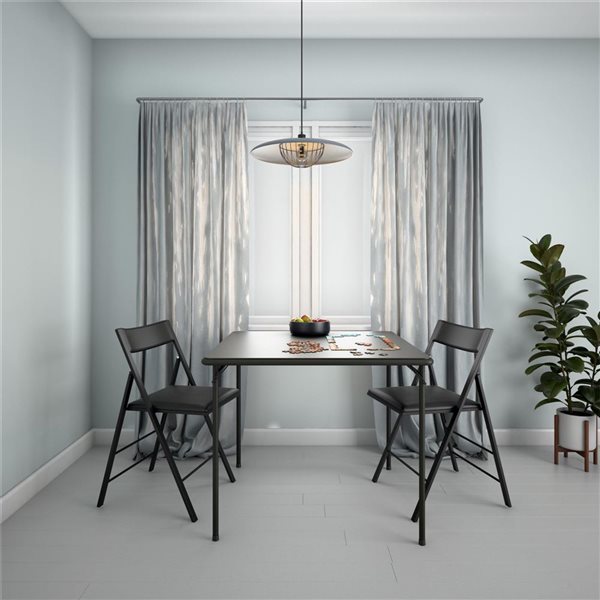 Lot de 2 chaises pliantes Cosco modernes et rembourrées en vinyle noir pour intérieur