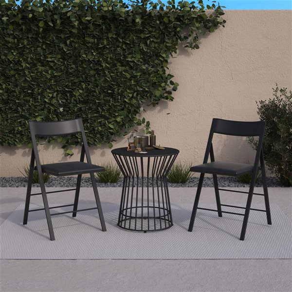 Lot de 2 chaises pliantes Cosco modernes et rembourrées en vinyle noir pour intérieur