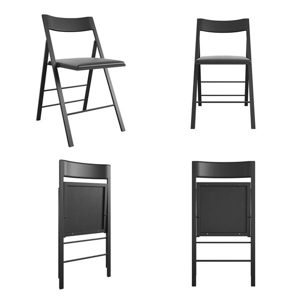 Lot de 2 chaises pliantes Cosco modernes et rembourrées en vinyle noir pour intérieur