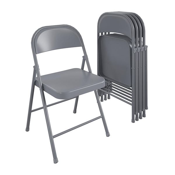 Cosco SmartFold 4-Pack Indoor Grey All-Steel Folding Chair