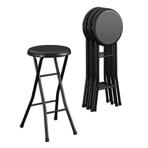 Cosco 4-Pack Indoor Black 24-in H Vinyl Upholstered Folding Stool