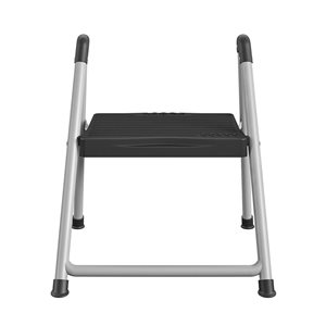 Cosco 1-Step 200-lb Capacity Black and Platinum Steel Foldable Step Stool without Handle