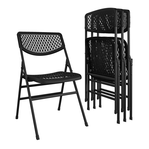 Lot de 4 chaises pliantes Ultra Comfort Cosco en plastique commercial noir pour intérieur