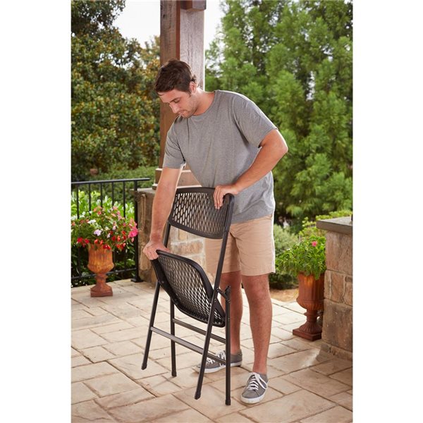 Lot de 4 chaises pliantes Ultra Comfort Cosco en plastique commercial noir pour intérieur