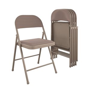 Lot de 4 chaises pliantes SmartFold Cosco rembourrées en lin brun pour intérieur
