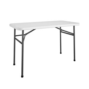 Table utilitaire droite pliante Cosco 24 x 48 po en blanc pour intérieur et extérieur