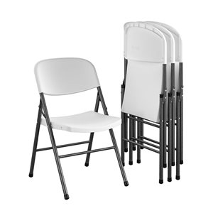 Lot de 4 chaises pliantes Cosco en plastique blanc moucheté pour intérieur/extérieur