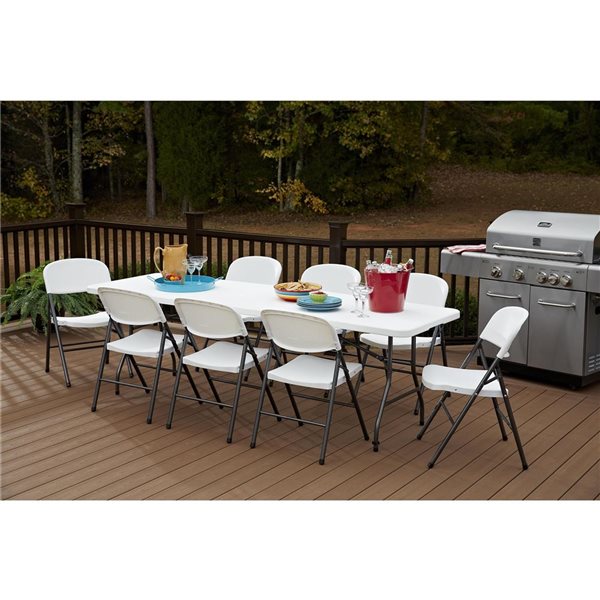 Cosco 4-Pack Indoor/Outdoor White Speckle Commercial Plastic