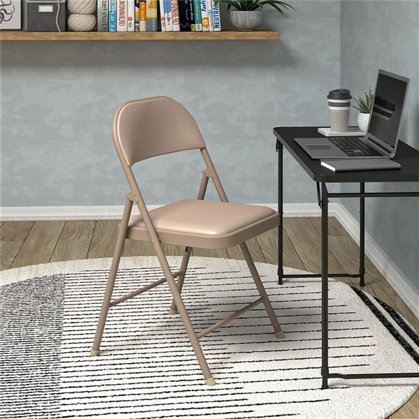 Lot de 4 chaises pliantes SmartFold Cosco rembourrées en lin et vinyle pour intérieur