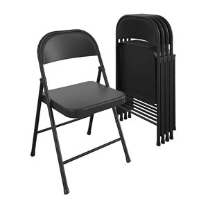 Cosco SmartFold 4-Pack Indoor Black All-Steel Folding Chair