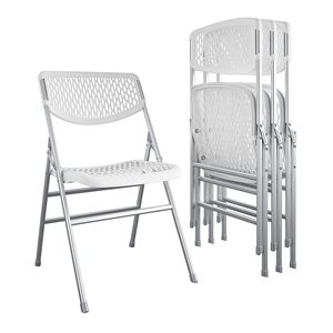 Cosco 4-Pack Indoor/Outdoor White Ultra Comfort Commercial XL Plastic Folding Chair