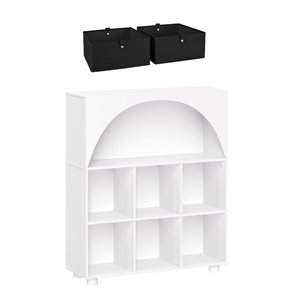 RiverRidge Home Arched Entryway 35-in 6-Cubby Shoe Organizer Cabinet w/ Shelves and Black Bins - Black