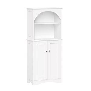 Buffet haut à 2 portes RiverRidge Home avec armoire de rangement à huche et étagères ajustables pour garde-mange, blanc