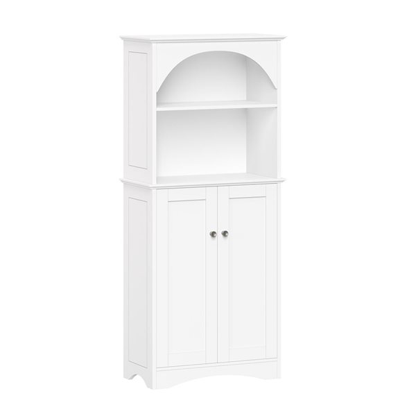 RiverRidge Home Bristol Arched Bathroom Linen Cabinet w/ Adjustable Shelves - White