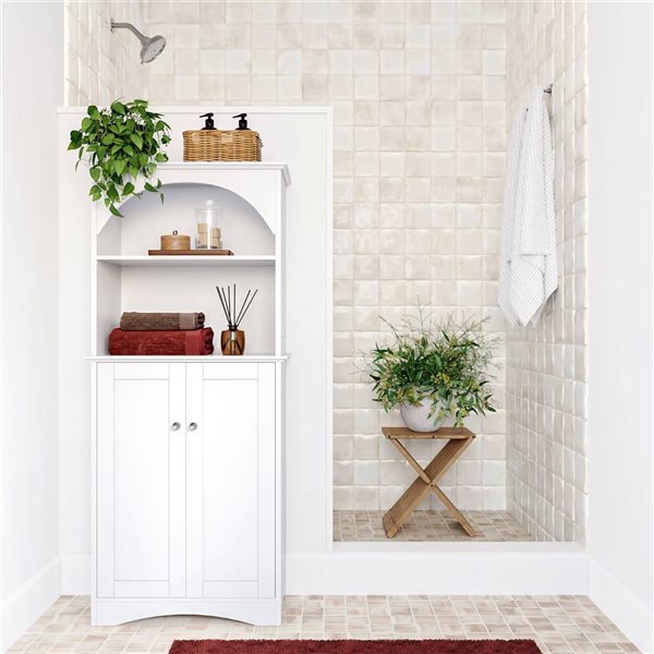 RiverRidge Home Bristol Arched Bathroom Linen Cabinet w/ Adjustable Shelves - White