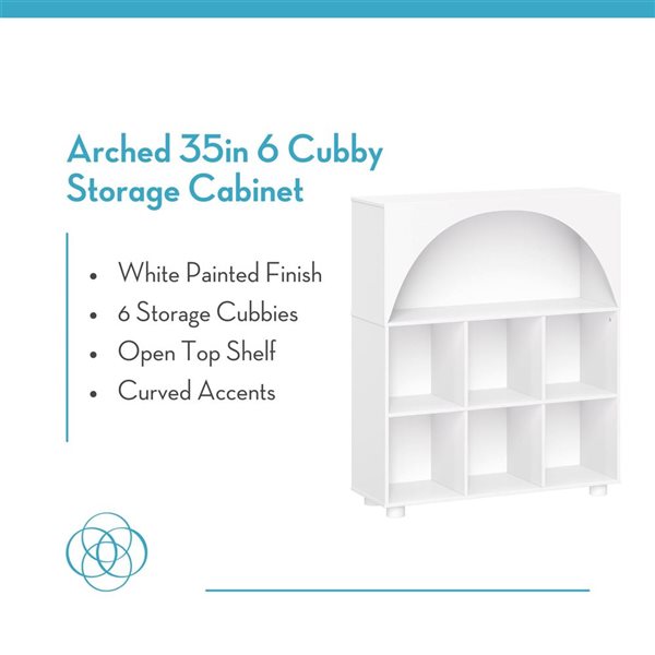 RiverRidge Home Arched Entryway 35-in 6 Cubby Shoe Cabinet w/ Top Shelf - White