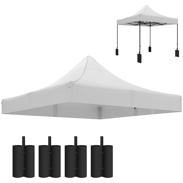Outsunny 10 x 10-ft Gazebo Canopy Replacement Top with 4 Weight Bags