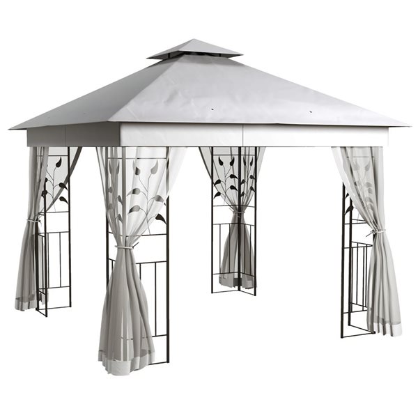 Outsunny 10 x 10-ft Light Grey Outdoor Gazebo Canopy