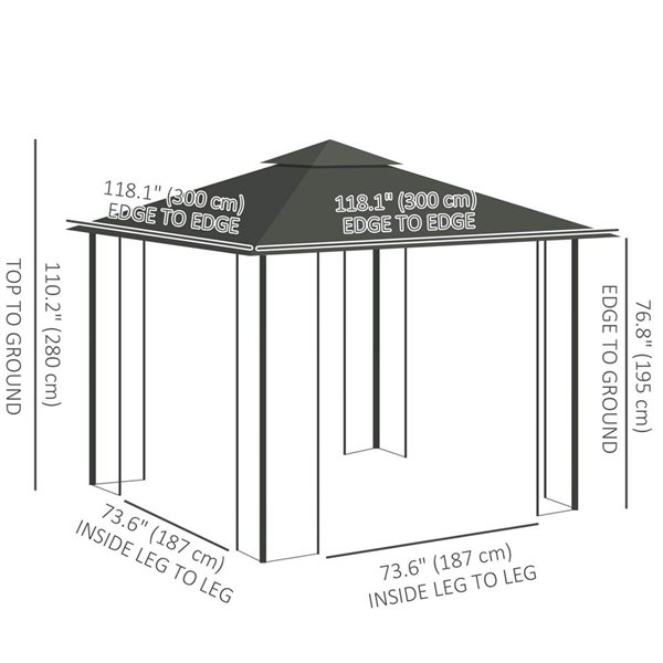 Outsunny 10 x 10-ft Light Grey Outdoor Gazebo Canopy