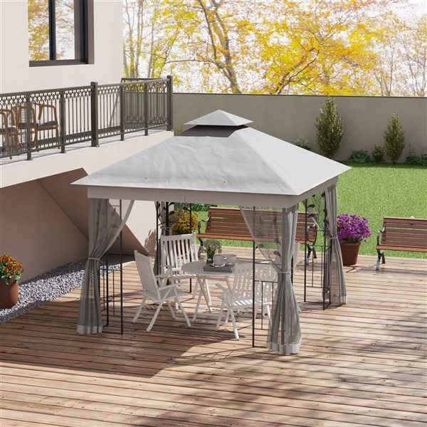Outsunny 10 x 10-ft Light Grey Outdoor Gazebo Canopy