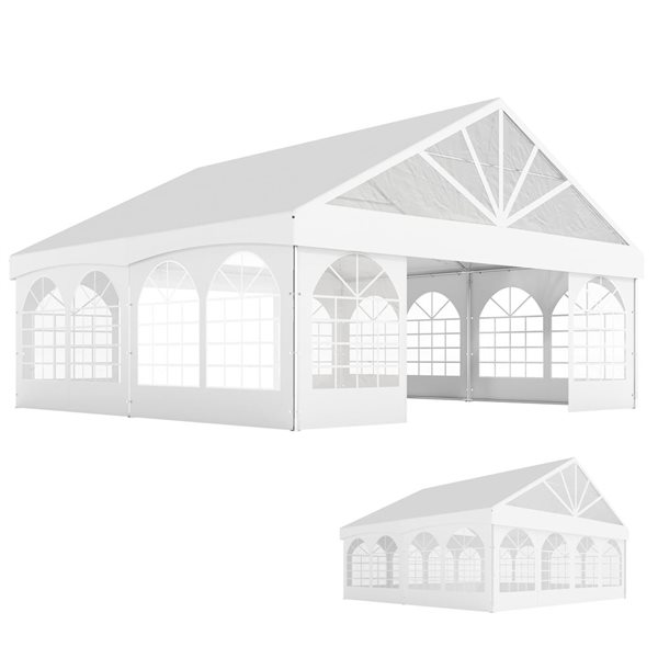 Outsunny 20 x 20-ft Heavy Duty Party Tent Canopy with Carry Bags 84C ...