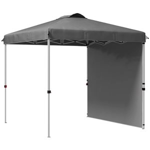 Outsunny 8 x 8-ft Dark Grey Adjustable Pop Up Canopy Tent with 1 Sidewall
