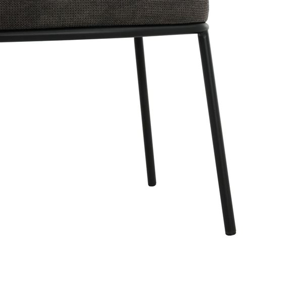 Primo International Amara Dark Grey Polyester Upholstered Dining Chair w/ Black Metal Legs - Set of 2