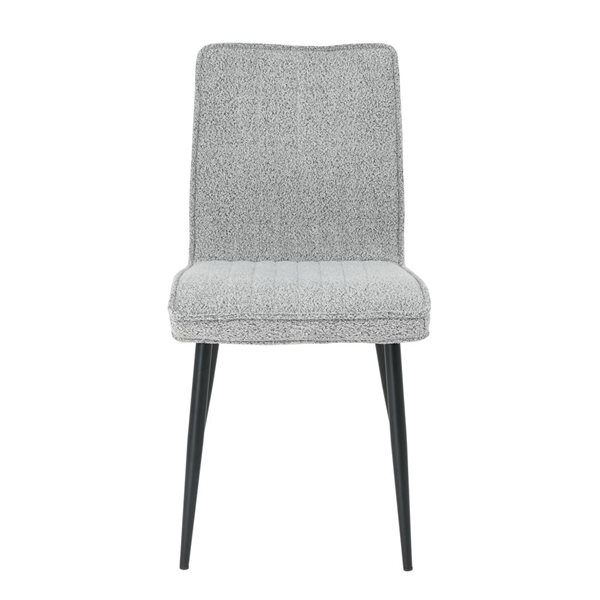 Primo International Lena Grey Polyester Tufted Upholstered Accent Dining Chair w/ Black Metal Legs- Set of 2