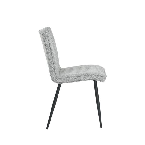 Primo International Lena Grey Polyester Tufted Upholstered Accent Dining Chair w/ Black Metal Legs- Set of 2