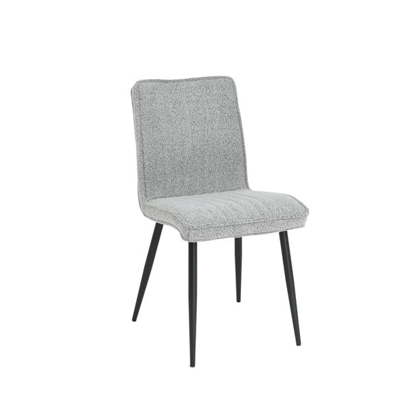 Primo International Lena Grey Polyester Tufted Upholstered Accent Dining Chair w/ Black Metal Legs- Set of 2