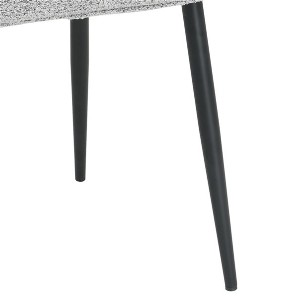 Primo International Lena Grey Polyester Tufted Upholstered Accent Dining Chair w/ Black Metal Legs- Set of 2