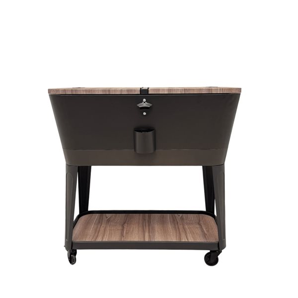 Glacière-chariot ovale pour terrasse 75 L Permasteel en plastique, fini brun/similibois