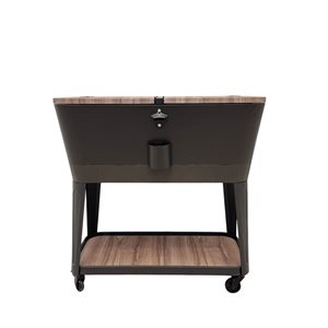 Glacière-chariot ovale pour terrasse 75 L Permasteel en plastique, fini brun/similibois