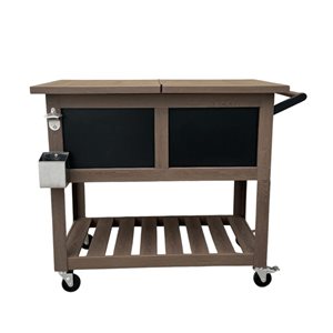 Glacière-chariot en plastique pour terrasse de type bar Permasteel 75 L, similibois