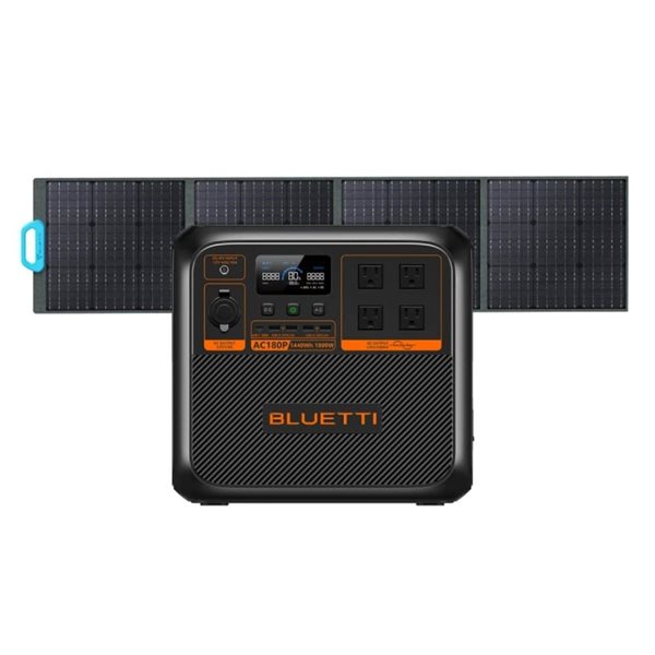 Centrale électrique portative AC180P BLUETTI série Premium, panneau solaire SP200L et batterie 1440 Wh LiFePO4