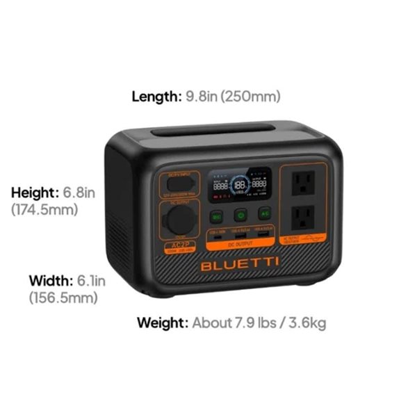 BLUETTI Premium AC2P Portable Power Station and SP100L Solar Panel w/ 230.4 Wh LiFePO4 Battery Cells