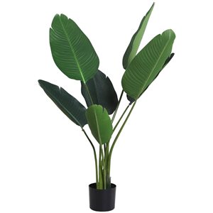 Oiseau de paradis artificiel Outsunny 4 pi h. avec 7 feuilles de bananier en vert