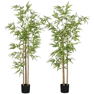 HOMCOM 2-Pack 6-ft H Green Artificial Tree Bamboo for Indoor Home Decor
